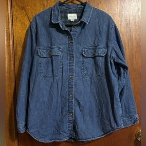 American Eagle • Flannel Lined Denim Button Down